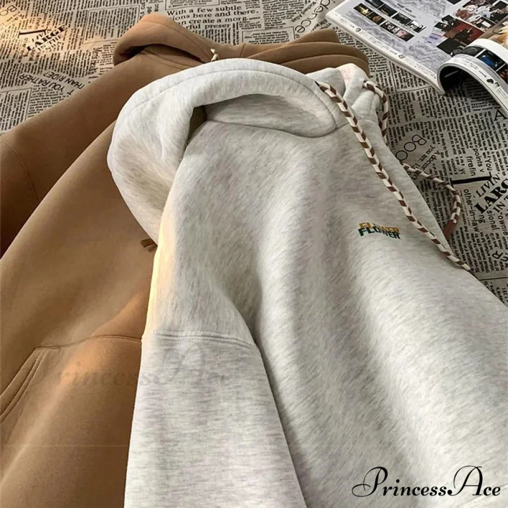 BLOSSOM Letter Print Y2K Fleece Hoodie - Image 5