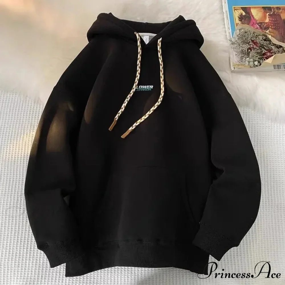 BLOSSOM Letter Print Y2K Fleece Hoodie - Image 6