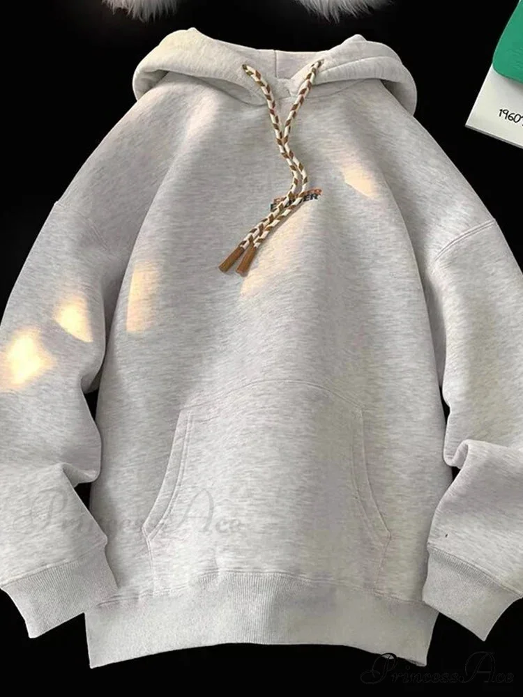 BLOSSOM Letter Print Y2K Fleece Hoodie - Image 8