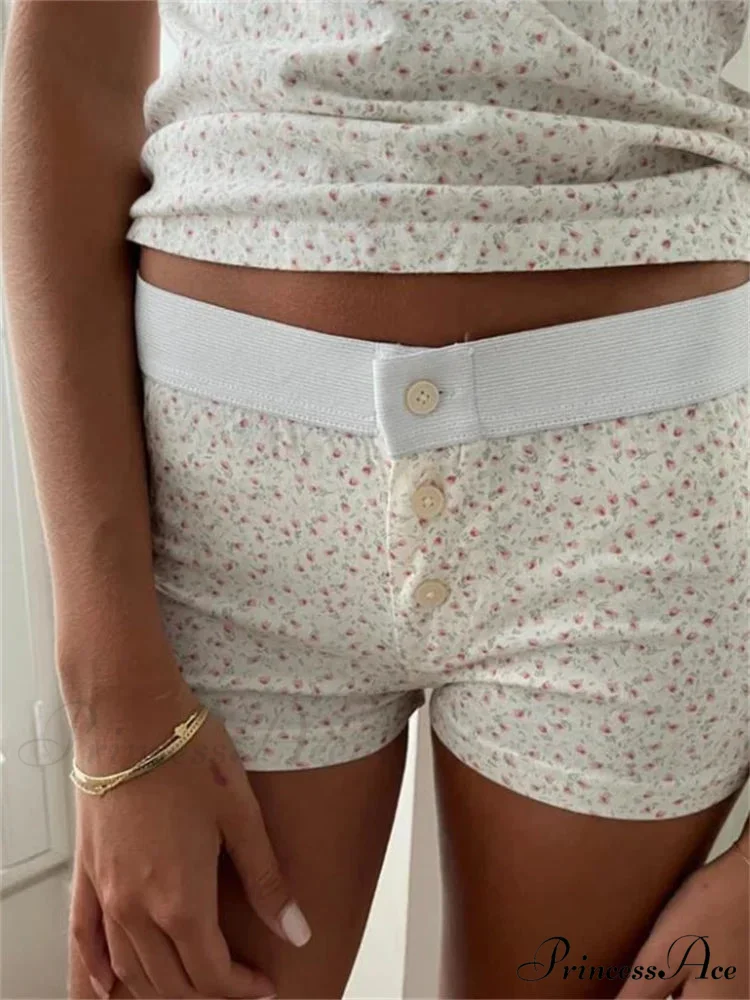 Blossom Patterned Button Sleep Short - Image 2