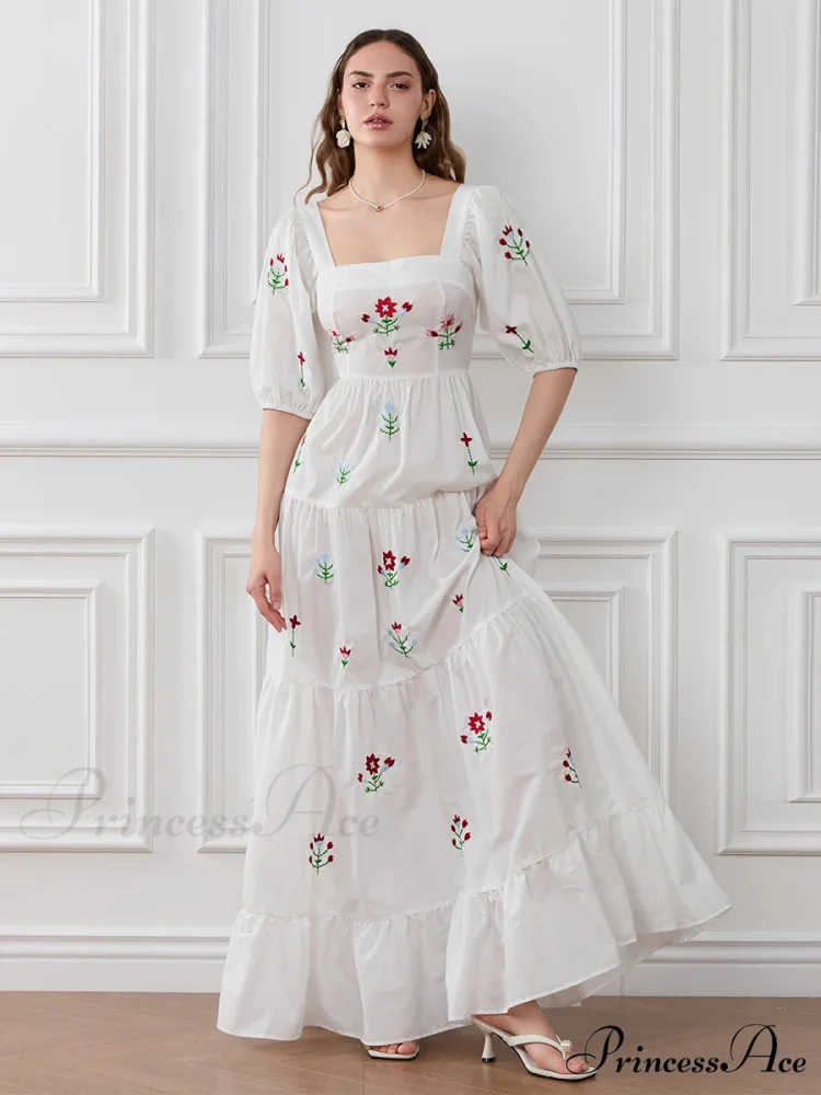 Blossom Stitched Draped A-Line Floral Dress - Image 2