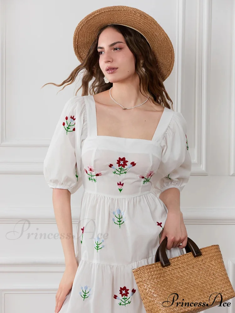 Blossom Stitched Draped A-Line Floral Dress - Image 4
