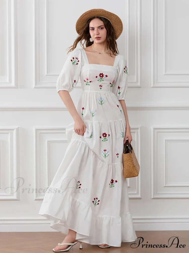 Blossom Stitched Draped A-Line Floral Dress - Image 5