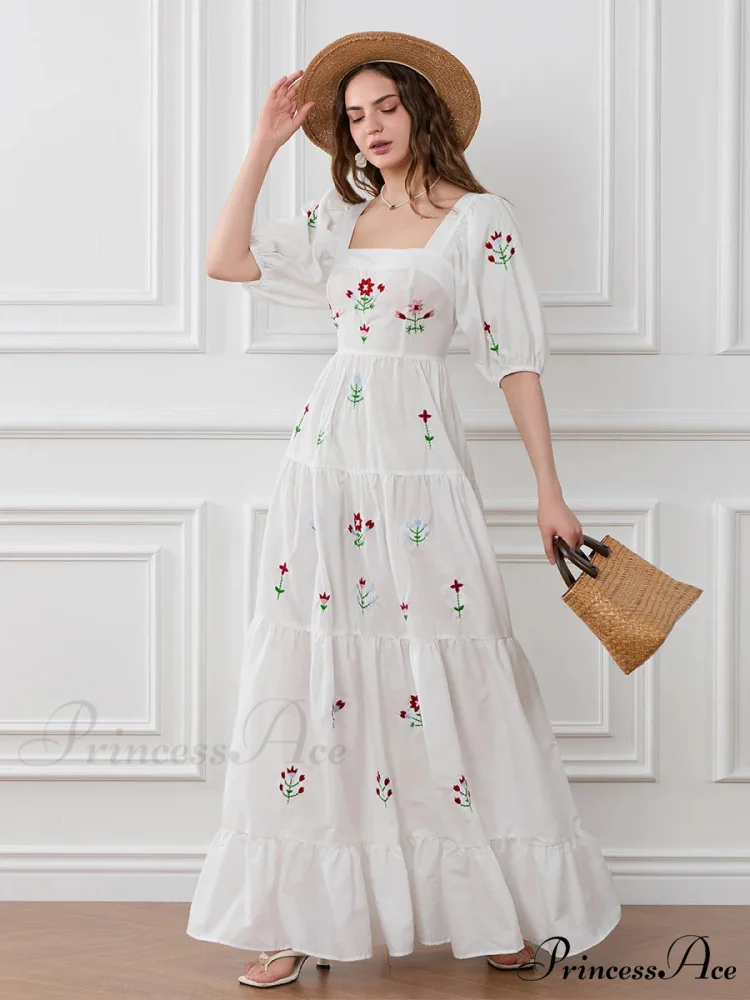 Blossom Stitched Draped A-Line Floral Dress - Image 7
