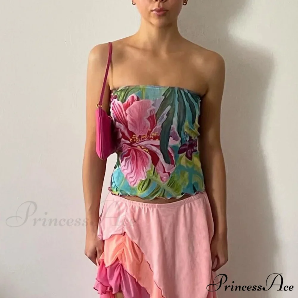 Blossoming Bandeau Sleek Crop Top - Image 5