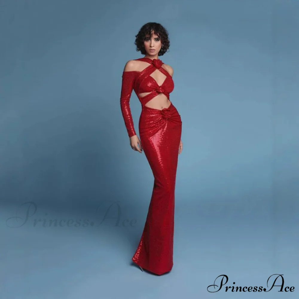 Blossoming Cutout Backless Sparkling Prom Dress - Image 2