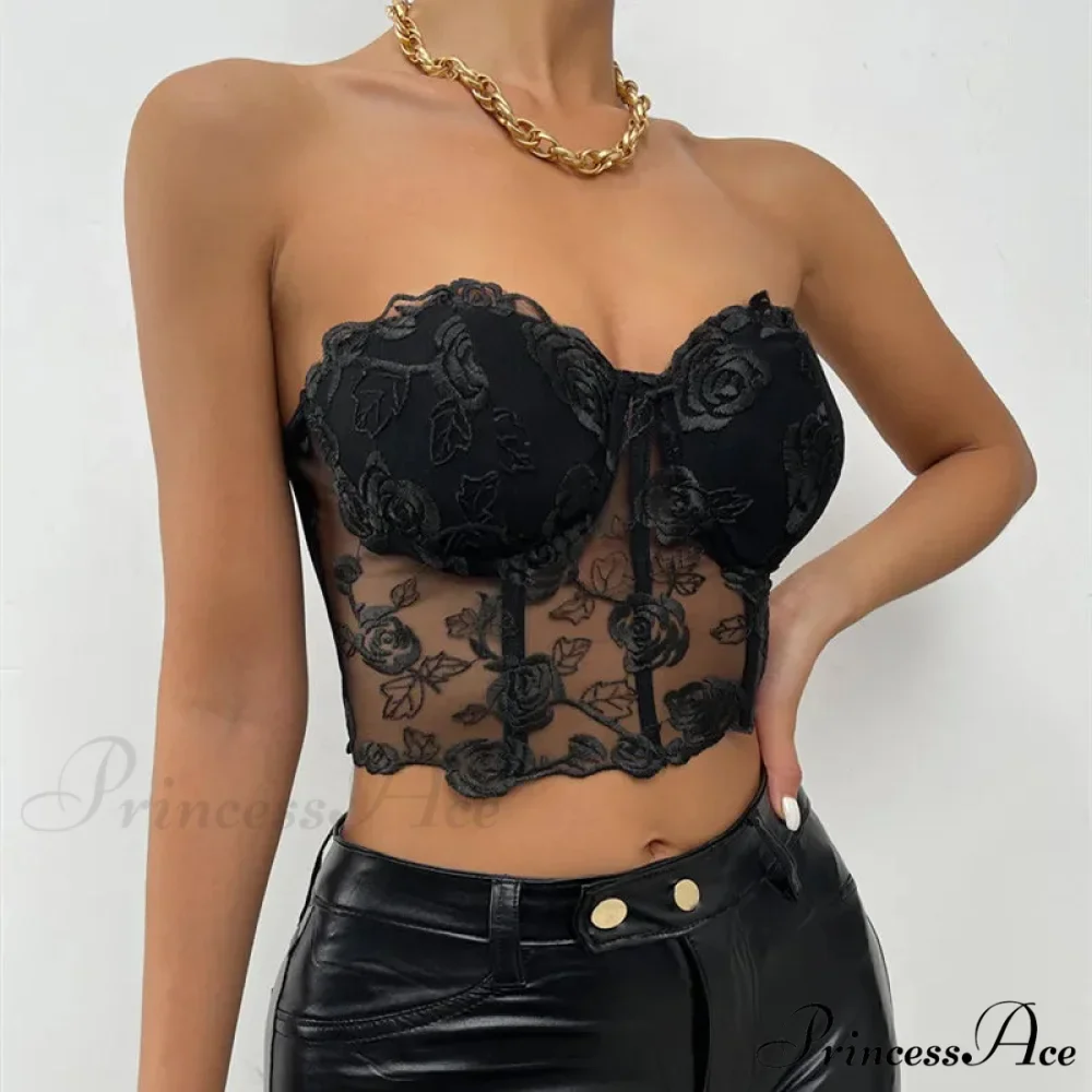 Blossoming Open-Back Bandeau Seductive Midriff Top - Image 7