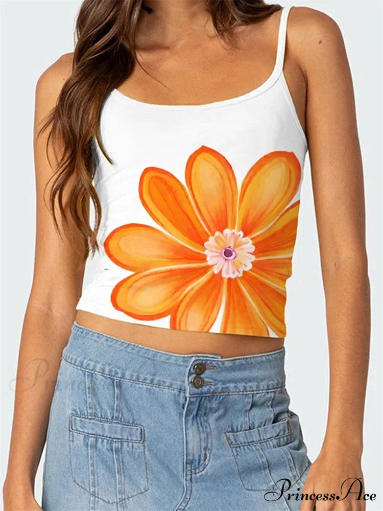 Blossoming Open-Back Thin Strap Vintage Crop Top - Image 6