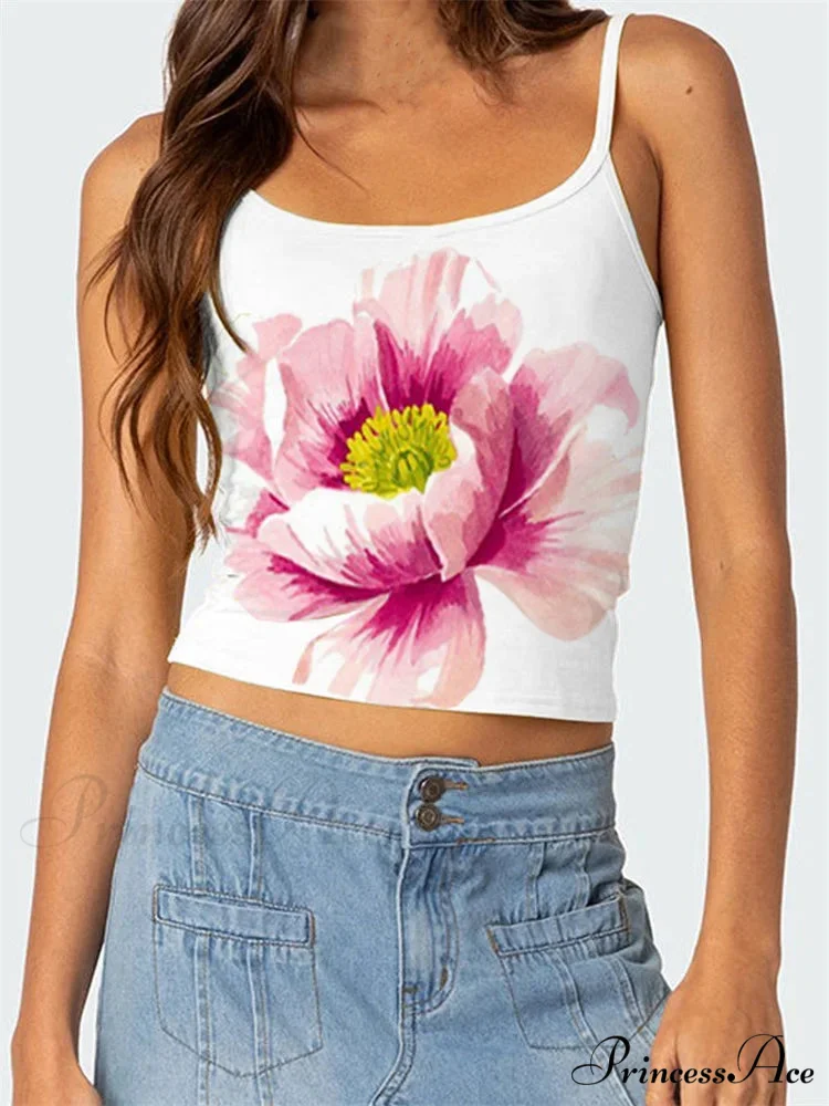 Blossoming Open-Back Thin Strap Vintage Crop Top - Image 8