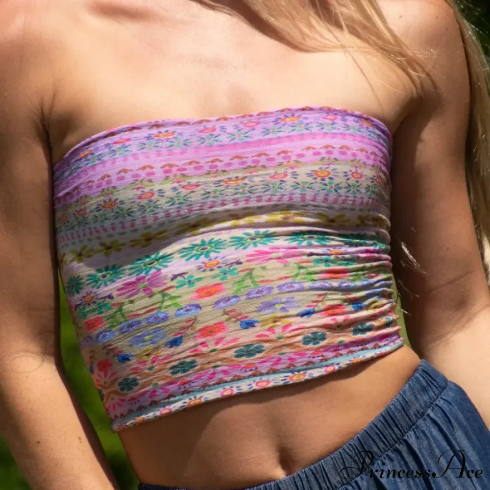 Blossoming Sleeveless Bandeau Crop Top - Image 5