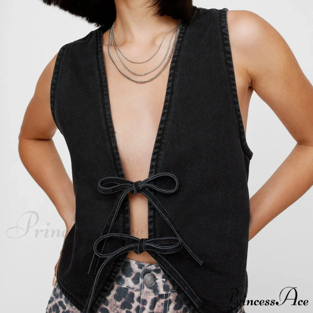 Blue Bow Tie Crop Top - Image 4