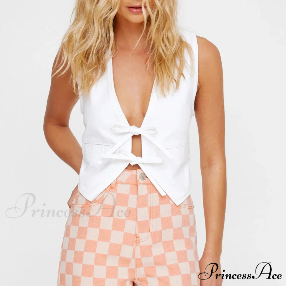 Blue Bow Tie Crop Top - Image 5