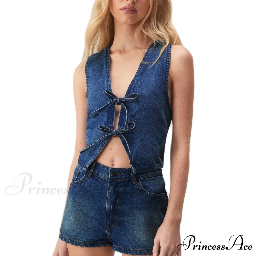 Blue Bow Tie Crop Top - Image 7