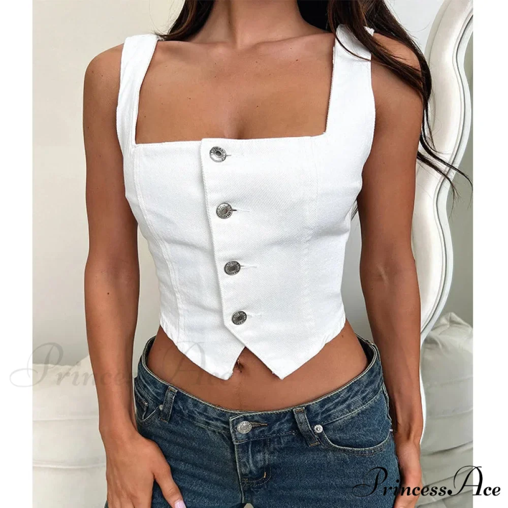 Blue Button Sail Crop Top - Image 2