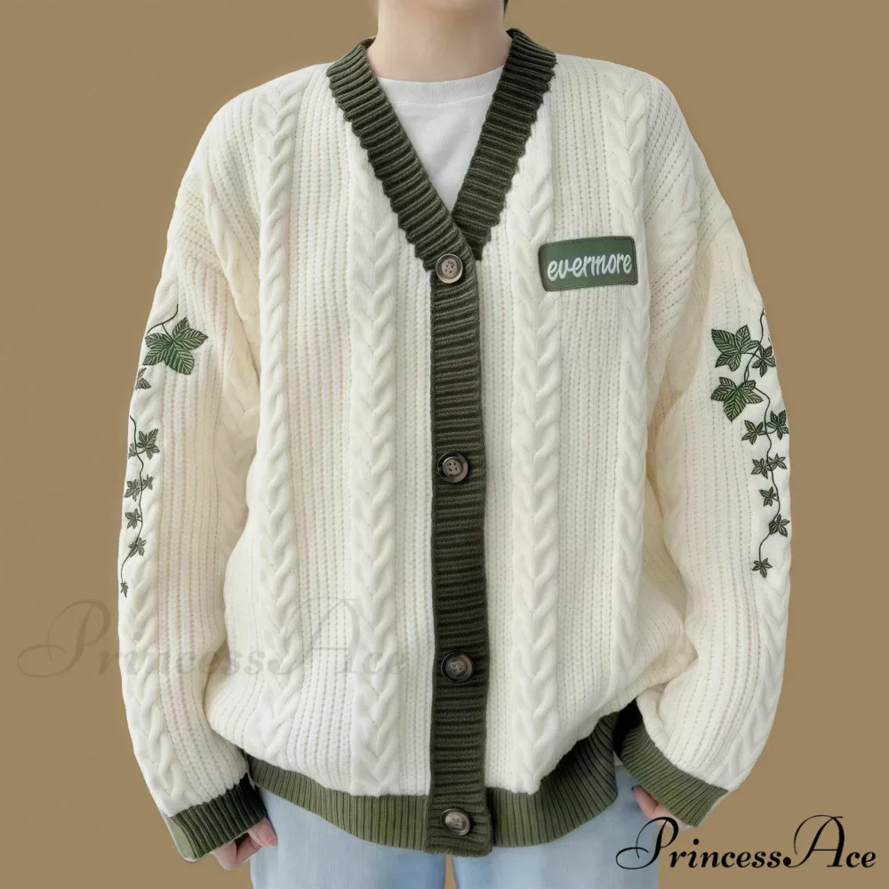 Blue Carp V-neck Decorated Cardigan - Image 5