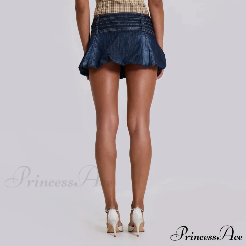 Blue Frilly Buckled Belted Skirt - Image 5