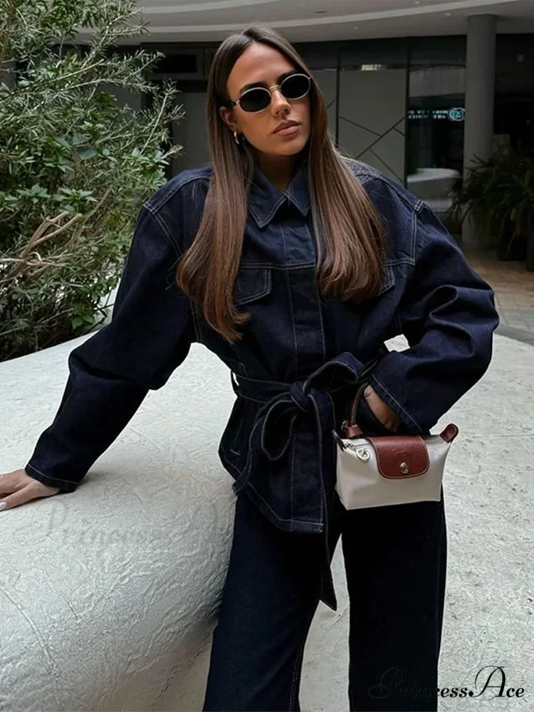 Blue Jacket Cinched Trousers Workplace Two Piece Set - Image 2