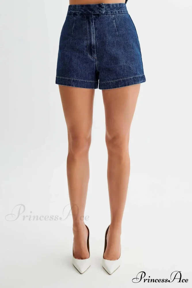 Blue Round-neck Sleeveless Shorts Workplace Two Piece Set - Image 8