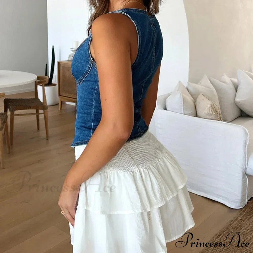 Blue Square Neck Crop Top - Image 5