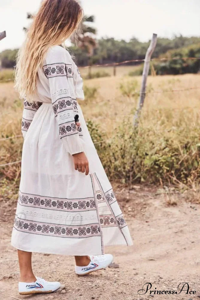 Bohemian Azure/Ivory Cotton Rayon Maxi Dress - Image 5