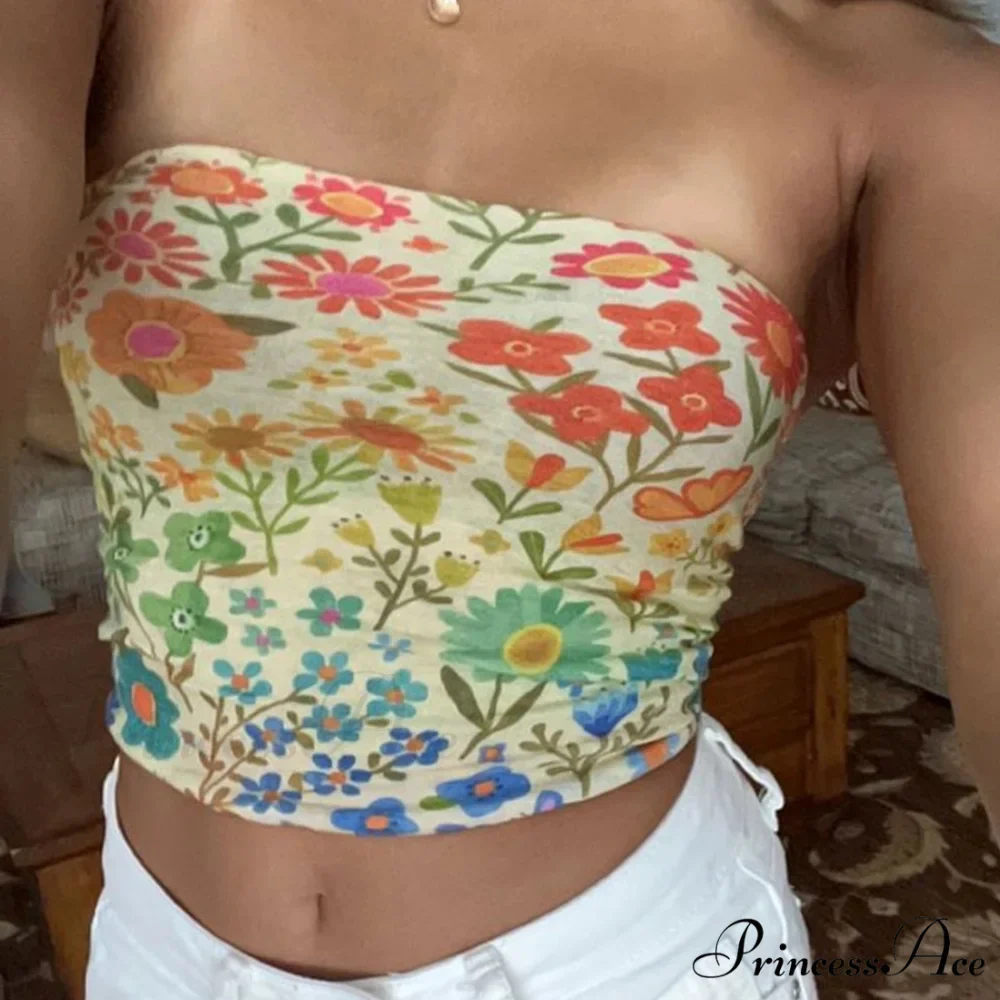 Bohemian Bandeau Off-Shoulder Collegiate Tube Crop Top - Image 4