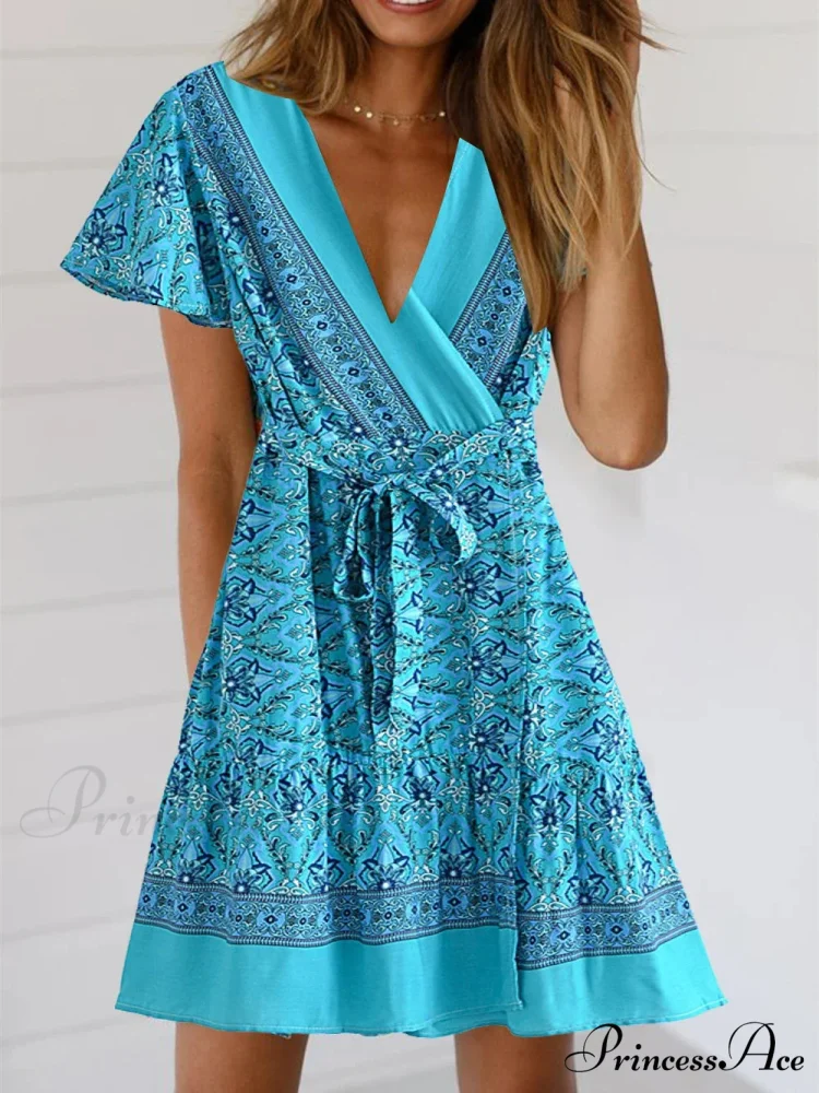 Bohemian Floral Pattern Sashes Free-Spirited Dress - Image 3