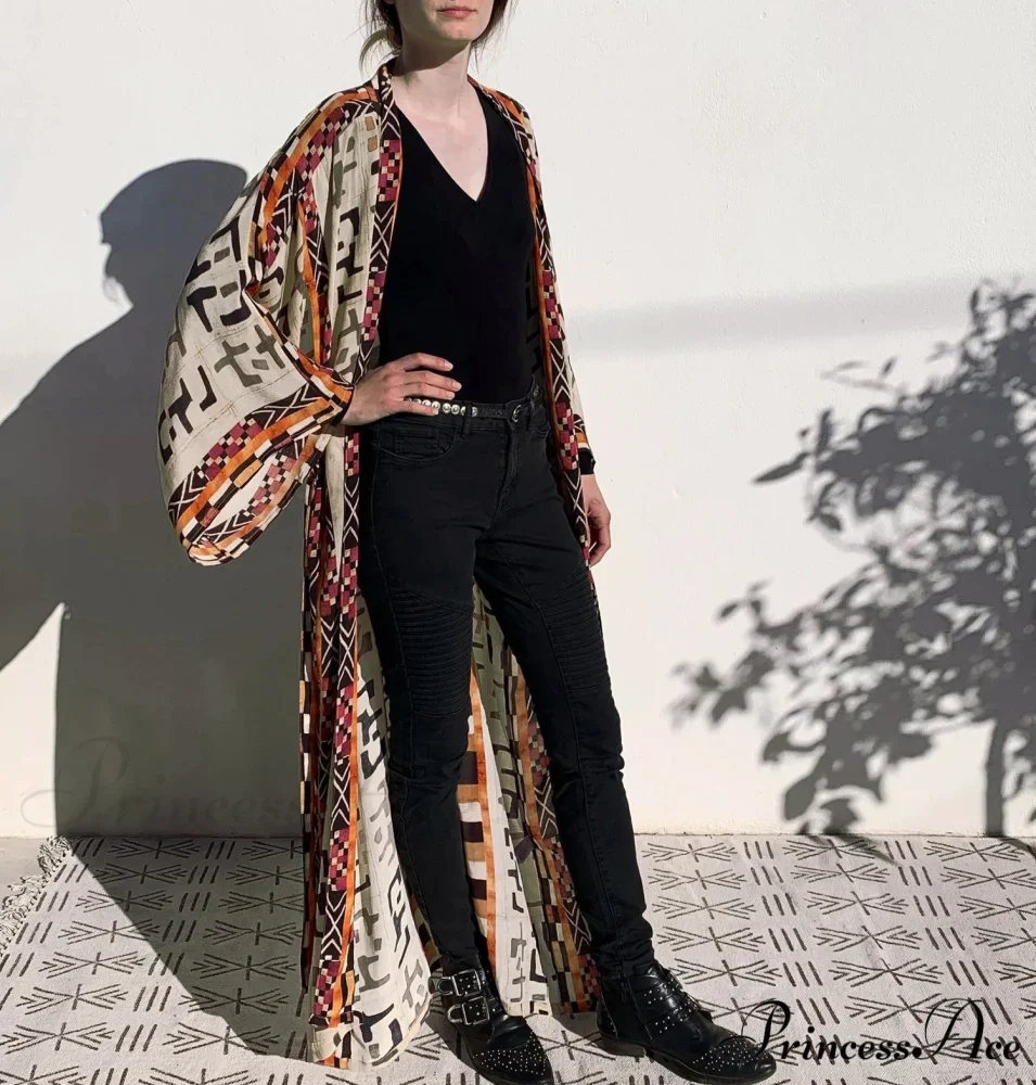 Bohemian Kimono Rayon Print Swimsuit Cover Up Relaxed Summer Dress - Image 2