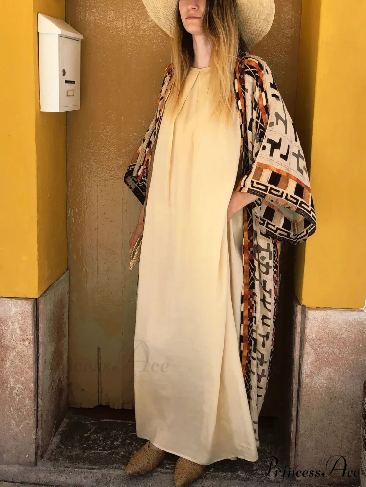 Bohemian Kimono Rayon Print Swimsuit Cover Up Relaxed Summer Dress - Image 3