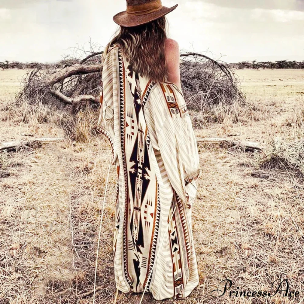 Bohemian Kimono Rayon Print Swimsuit Cover Up Relaxed Summer Dress - Image 4