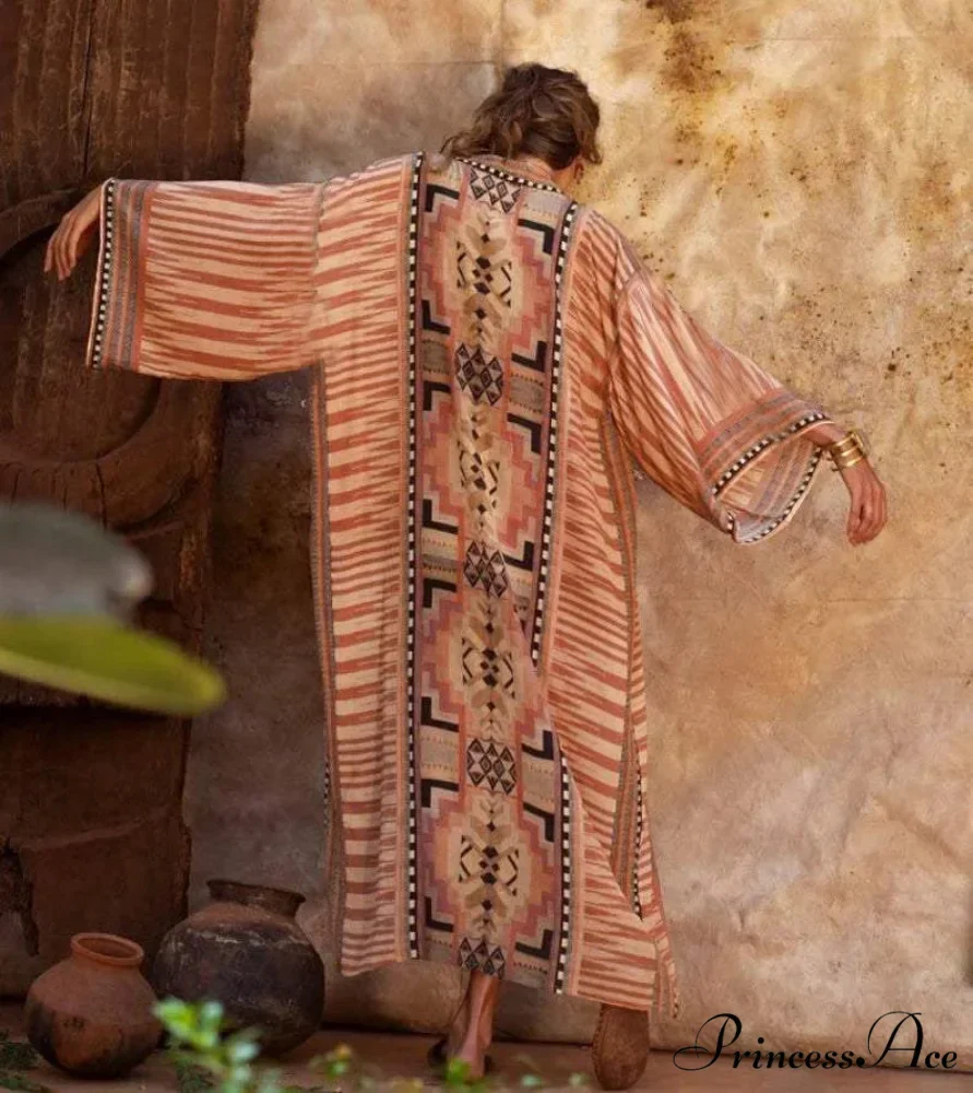 Bohemian Kimono Rayon Print Swimsuit Cover Up Relaxed Summer Dress - Image 5