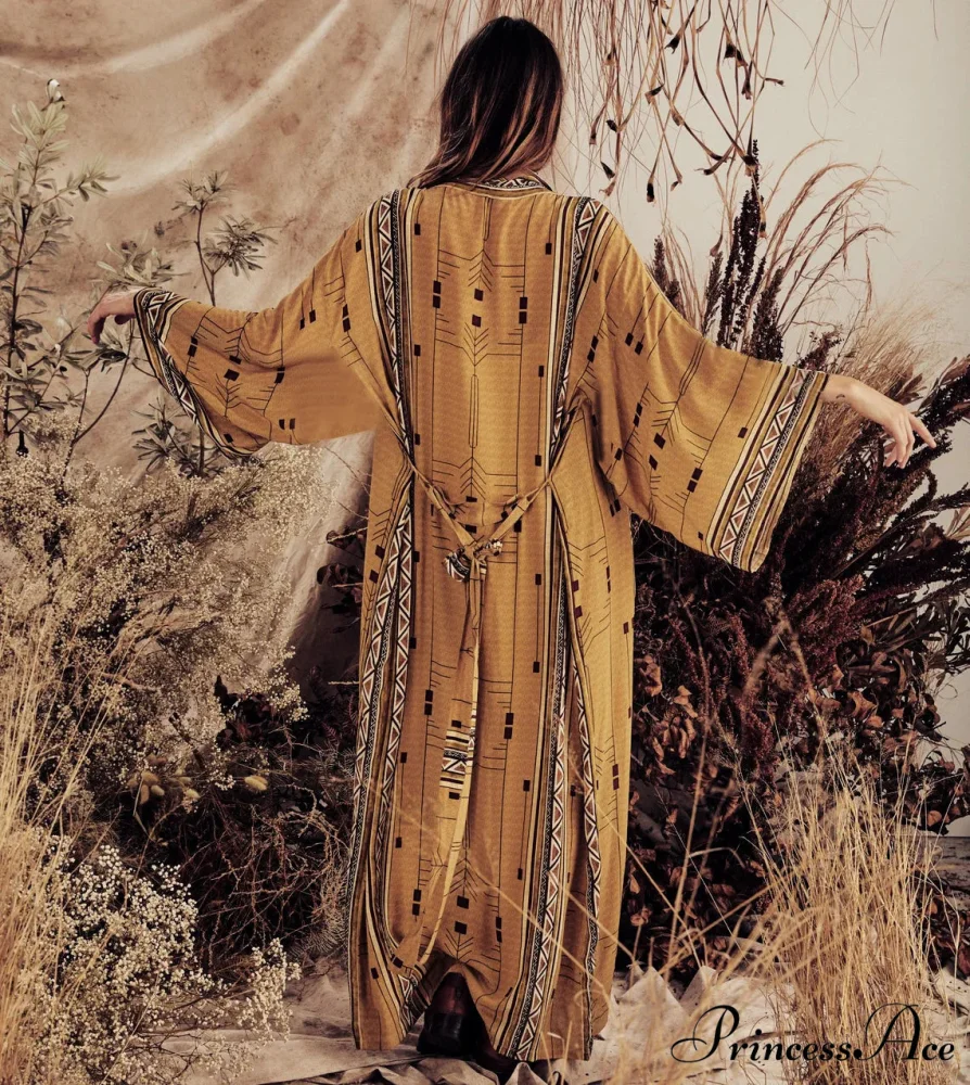 Bohemian Kimono Rayon Print Swimsuit Cover Up Relaxed Summer Dress - Image 6