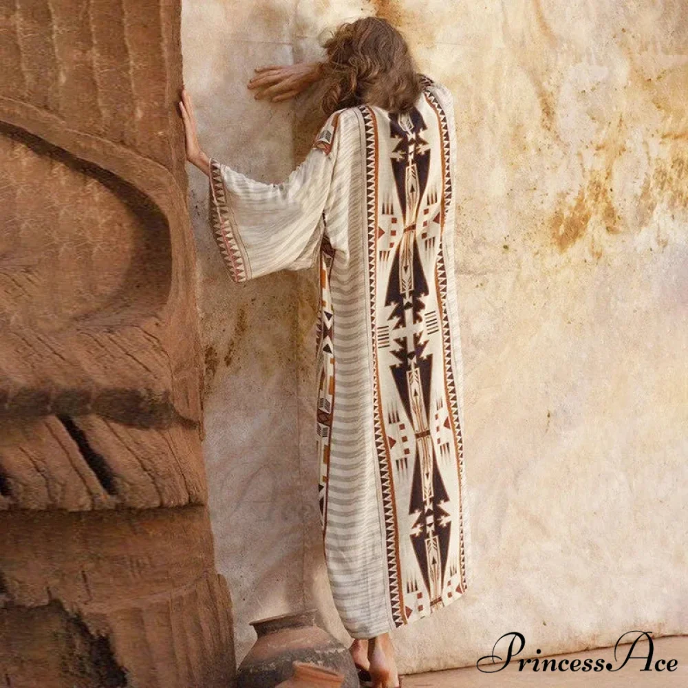 Bohemian Kimono Rayon Print Swimsuit Cover Up Relaxed Summer Dress - Image 7