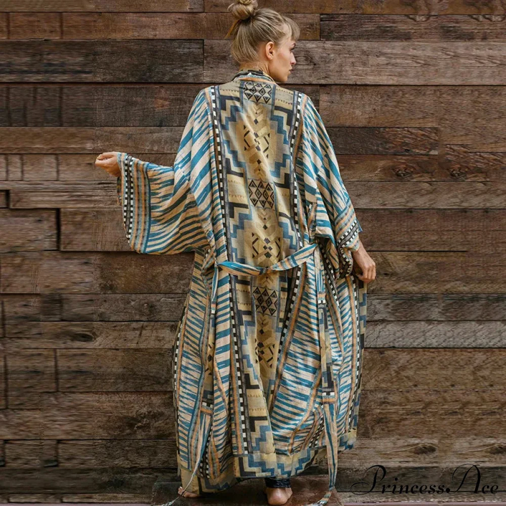 Bohemian Kimono Rayon Print Swimsuit Cover Up Relaxed Summer Dress - Image 8