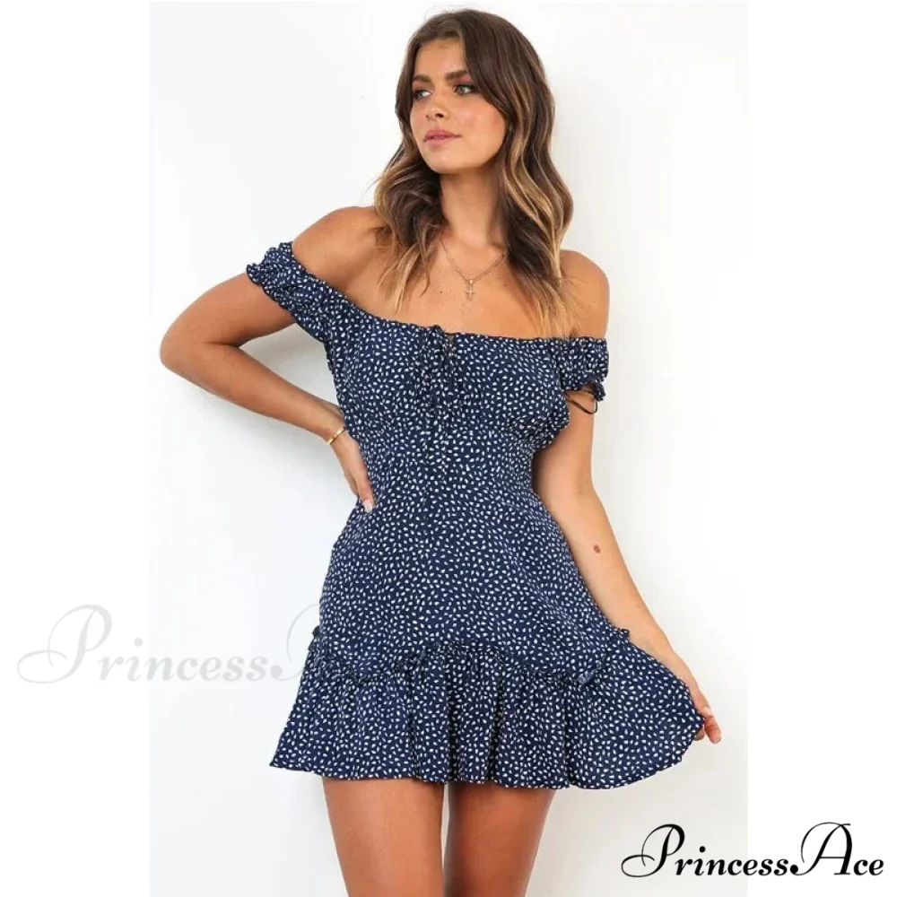 Bohemian Off-The-Shoulder Flowery Chiffon Seaside Dress - Image 3