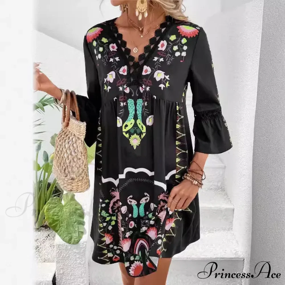Bohemian Plunging Neckline Flower Celebration Dress - Image 3