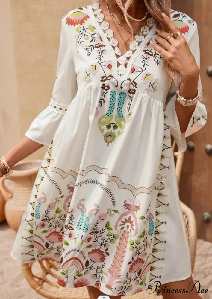 Bohemian Plunging Neckline Flower Celebration Dress - Image 6