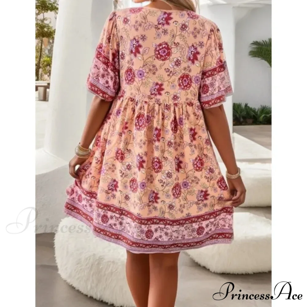 Bohemian Seaside Flower Pattern Short Flower Dress - Image 2