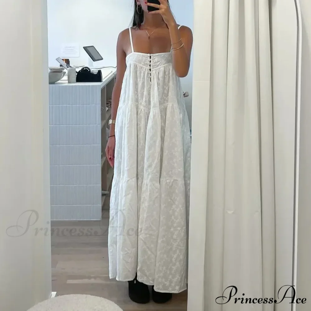 Bohemian Seaside Ivory Cotton Lace A-line Dress - Image 2