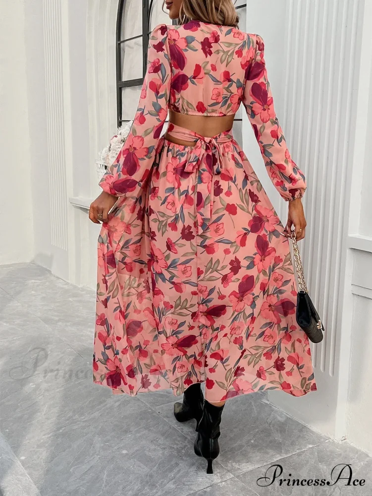 Bohemian Seaside Plunging Neckline Full Length Dress - Image 2