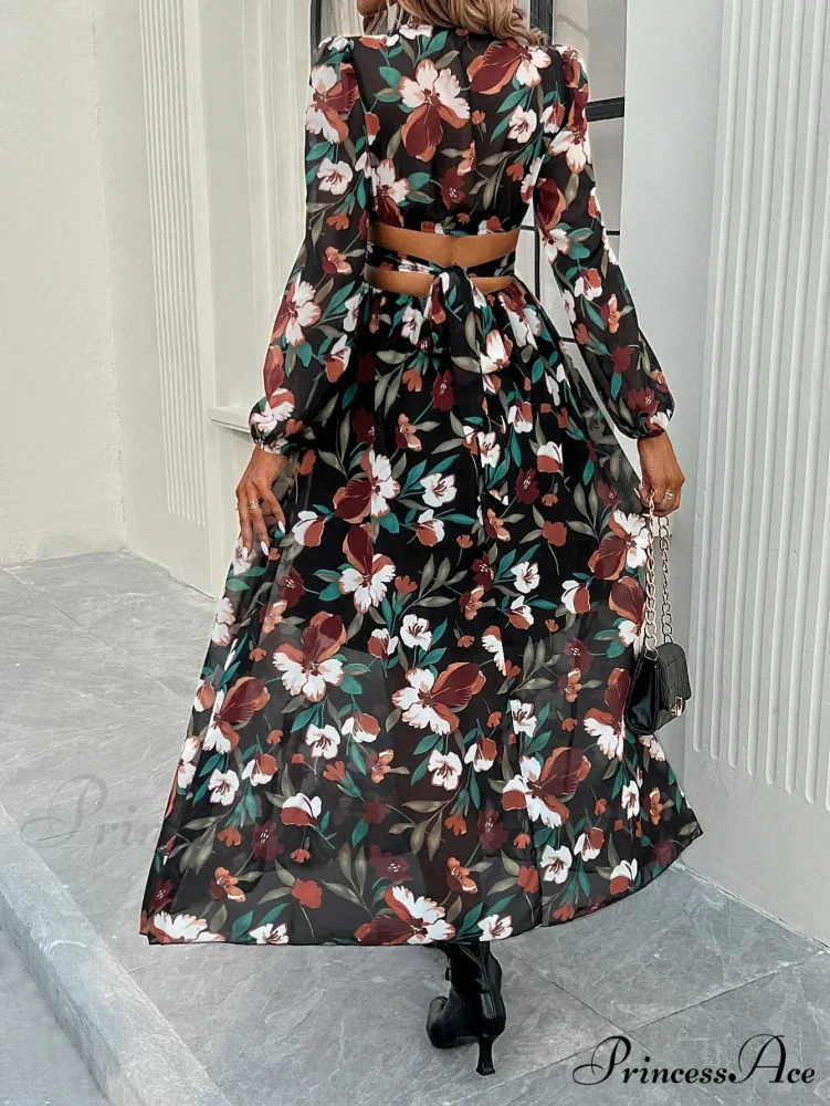 Bohemian Seaside Plunging Neckline Full Length Dress - Image 5