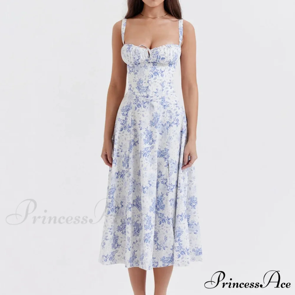 Bohemian Spaghetti Straps Knot Front Floral Dress - Image 2