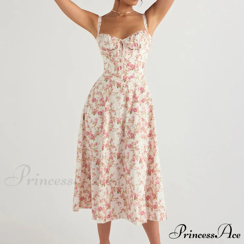 Bohemian Spaghetti Straps Knot Front Floral Dress - Image 3