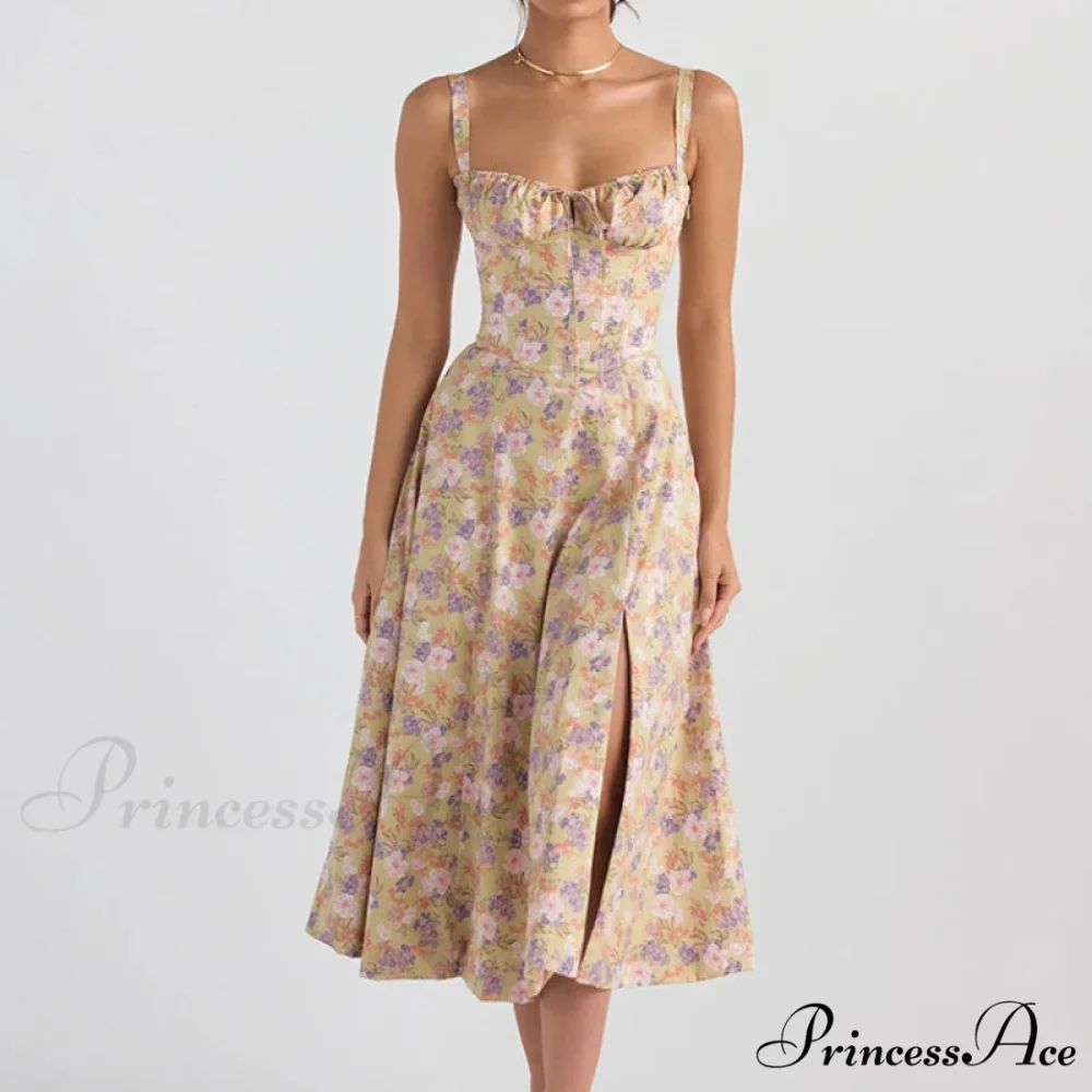 Bohemian Spaghetti Straps Knot Front Floral Dress - Image 9