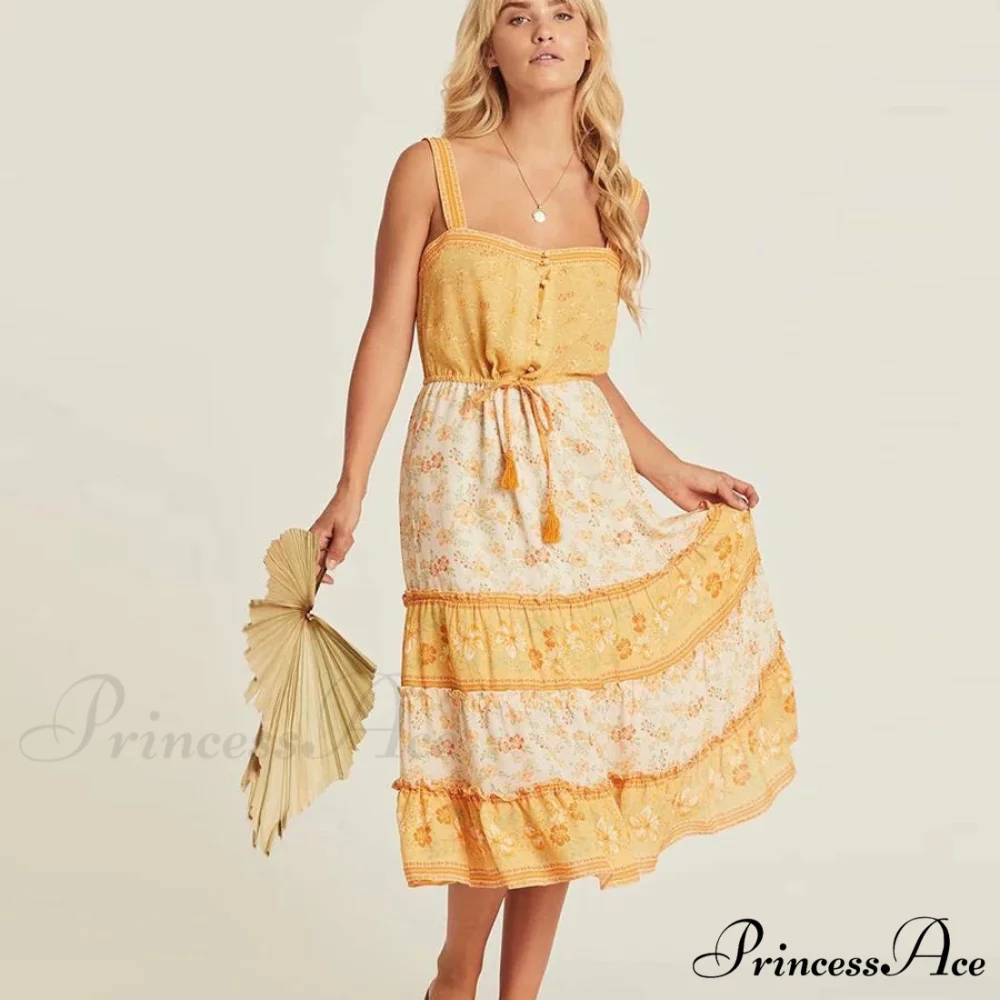 Bohemian Sundress Seductive Sleeveless Strap Rayon Floral Beach Dress - Image 2
