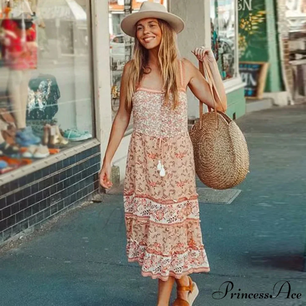 Bohemian Sundress Seductive Sleeveless Strap Rayon Floral Beach Dress - Image 4