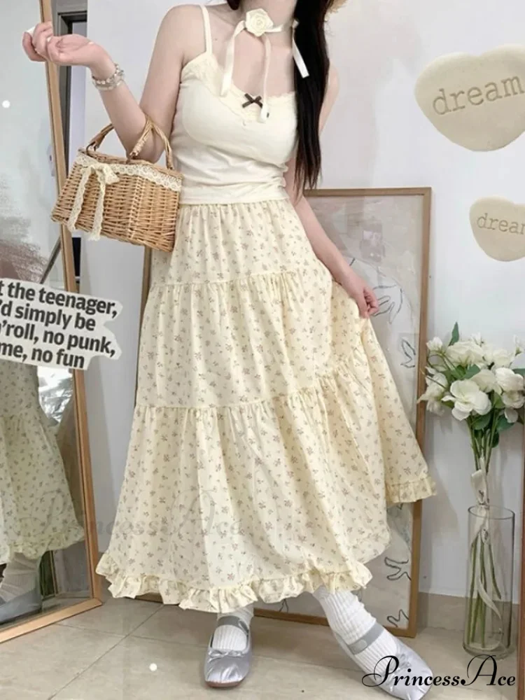 Botanical A-Line Mid-Calf Elevated Waist Skirt - Image 2