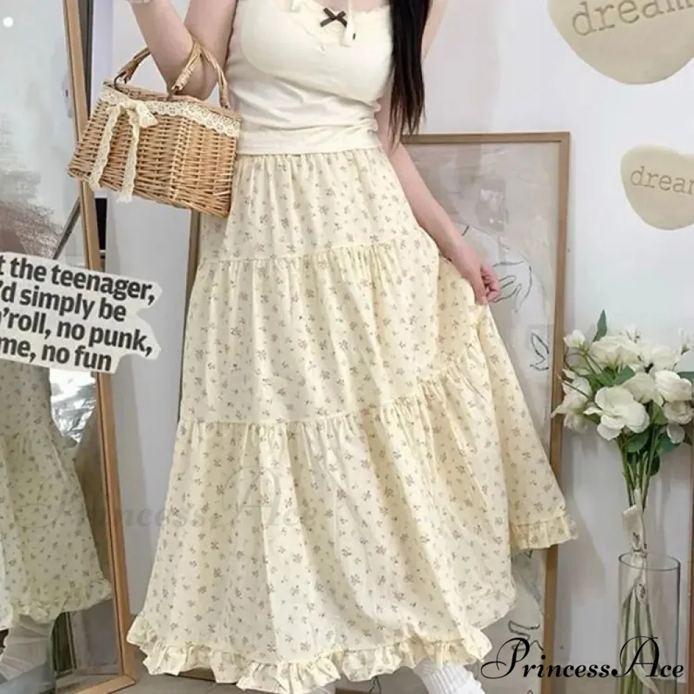 Botanical A-Line Mid-Calf Elevated Waist Skirt - Image 5