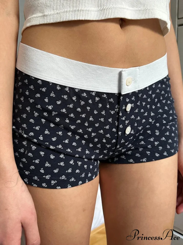 Botanical Button Stretchy Waist Short - Image 2
