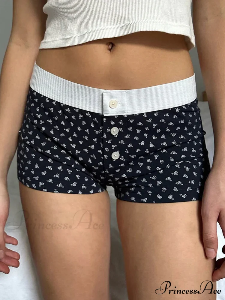 Botanical Button Stretchy Waist Short - Image 3