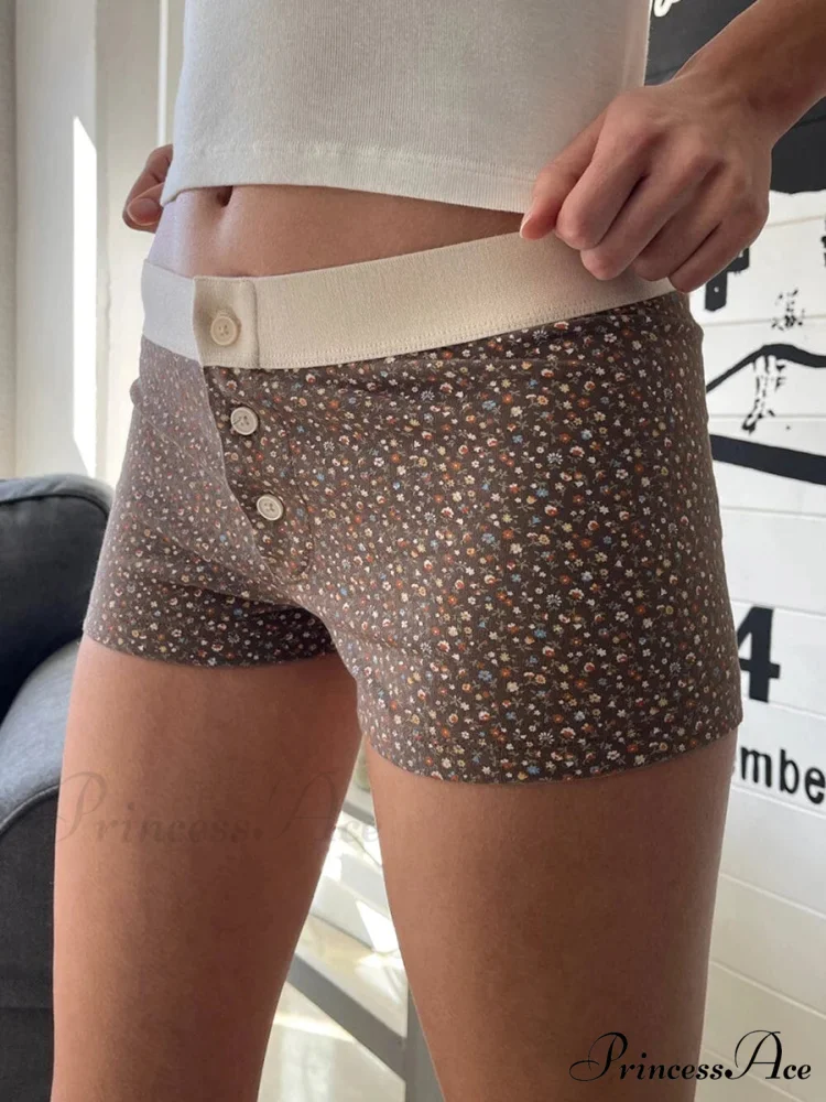 Botanical Button Stretchy Waist Short - Image 5